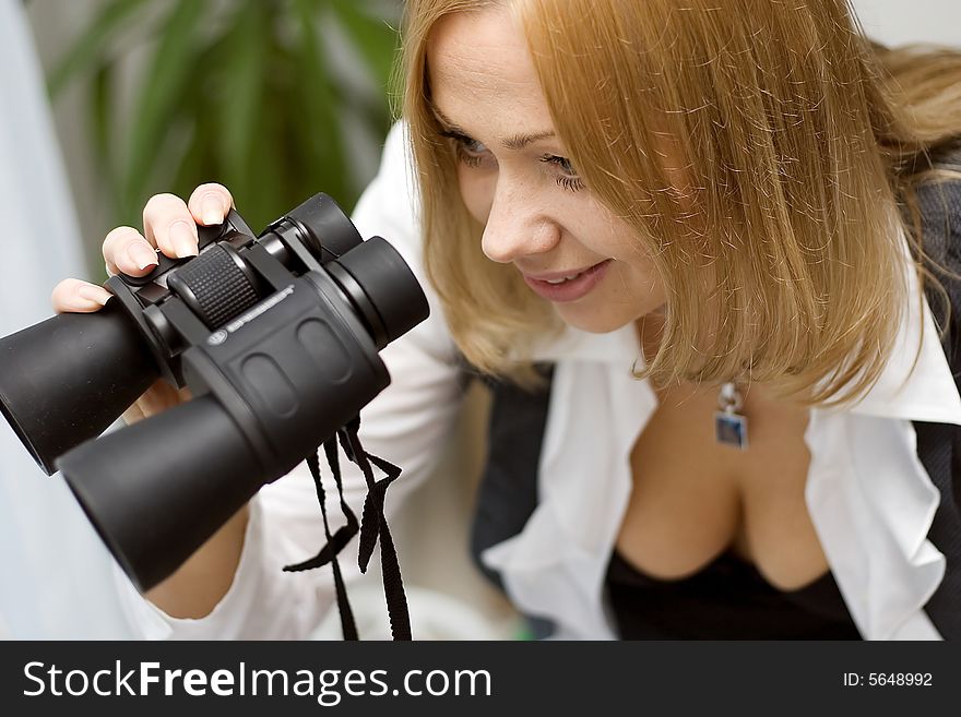 Young Adult with Modern Binoculars