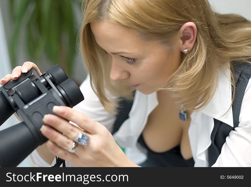 Young Adult with Modern Binoculars