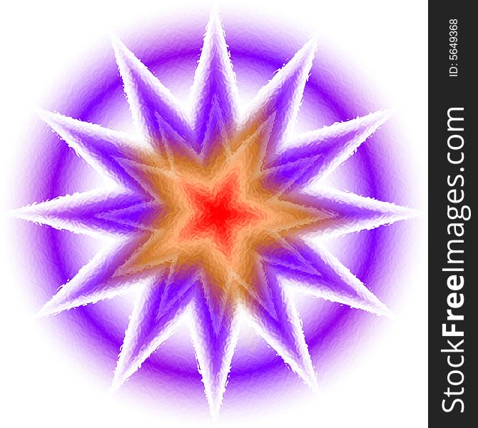 Star in purple, orange and red colours. Star in purple, orange and red colours.