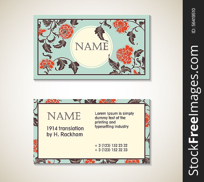 Elegant Card With Decorative Asian Flowers