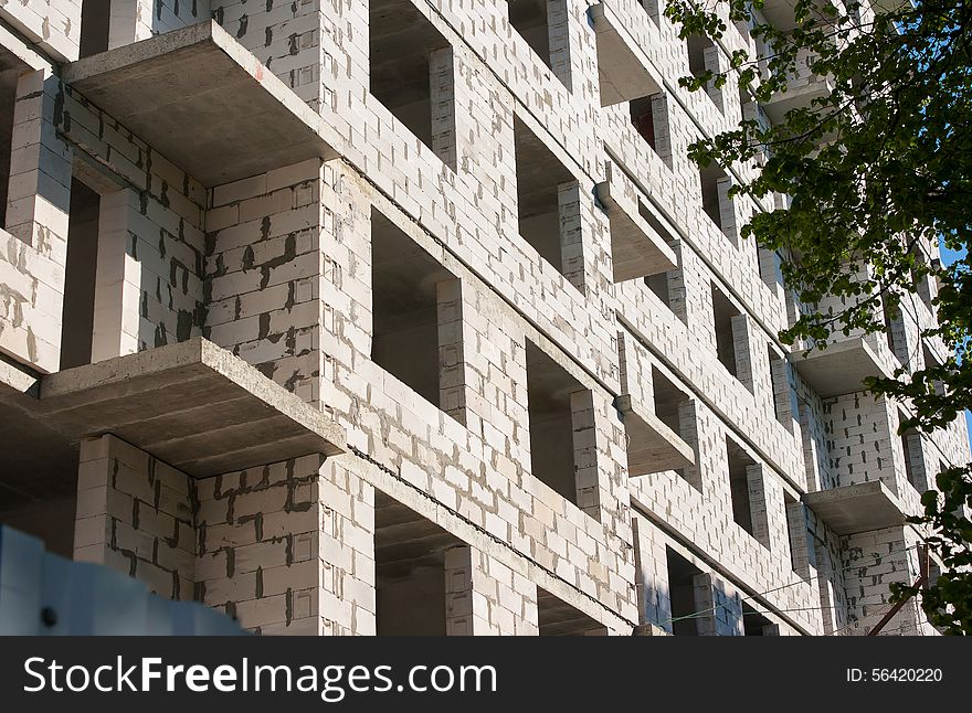 Construction of apartment building detail closeup