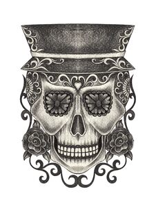 Skull Art Day Of The Dead. Royalty Free Stock Photography