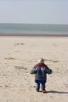 Little Child Playing The Beach Royalty Free Stock Photos