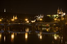 Prague Panorama At Night Royalty Free Stock Photo