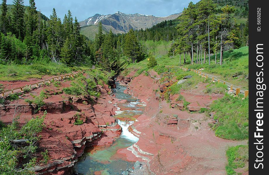 Red rock canyon in waterton lakes national park, alberta, canada