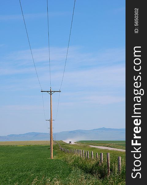 Telegraph poles in southern alberta prairie, canada