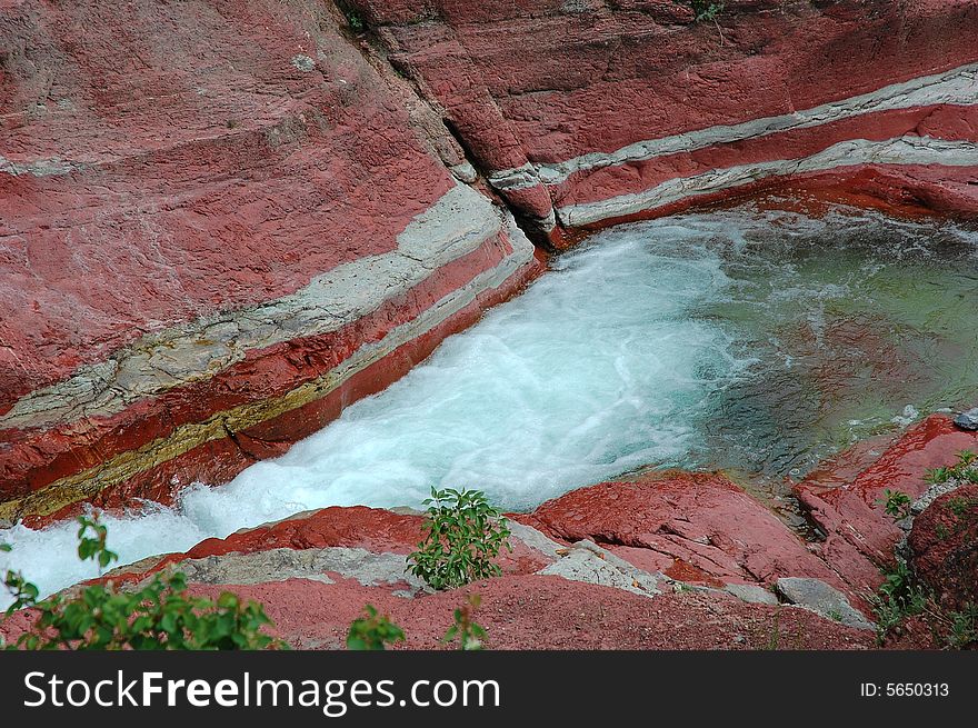 Red rock canyon in waterton lakes national park, alberta, canada