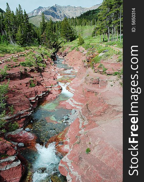 Red rock canyon in waterton lakes national park, alberta, canada