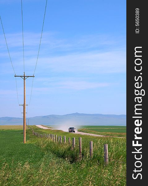 Country road in southern alberta prairie, canada