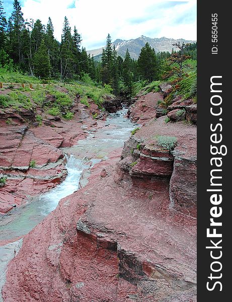 Red rock canyon in waterton lakes national park, alberta, canada