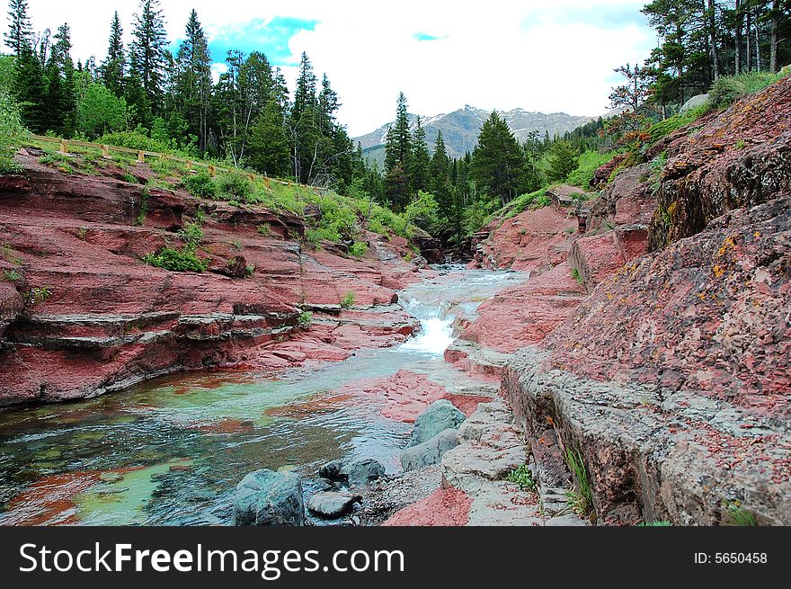 Red rock canyon in waterton lakes national park, alberta, canada