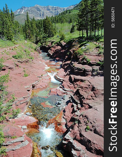 Red rock canyon in waterton lakes national park, alberta, canada