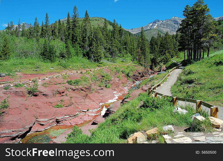 Red rock canyon in waterton lakes national park, alberta, canada