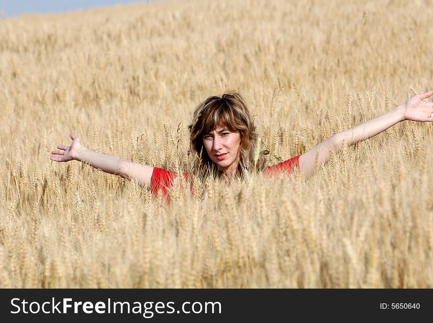 A beautiful girl on the field