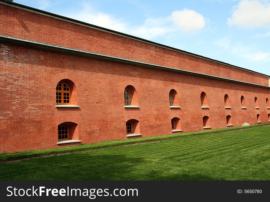 Brick wall of prison in Saint Petersburg Russia