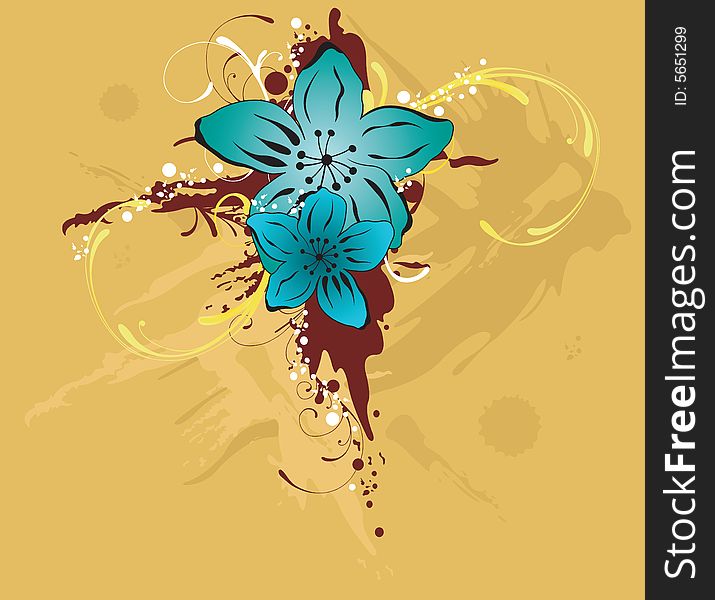 Lllustration of flowers on a grungy background. Lllustration of flowers on a grungy background