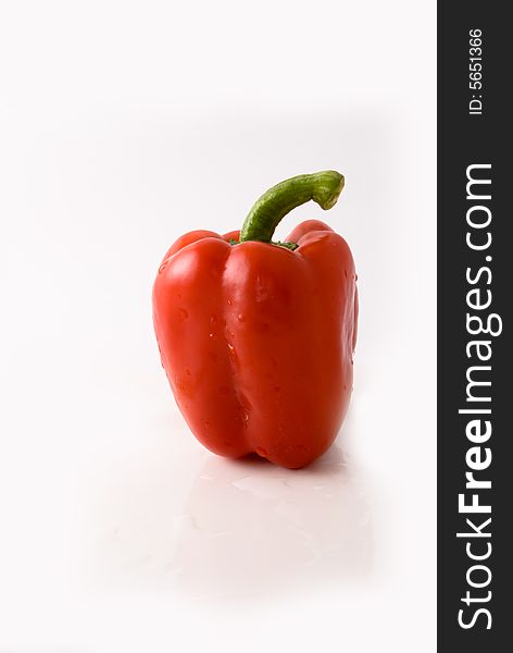 Big pimiento on white background, very lovely color and shape
