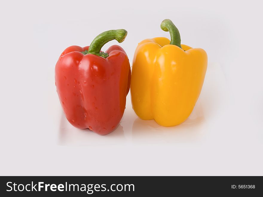 Big pimiento on white background, very lovely color and shape