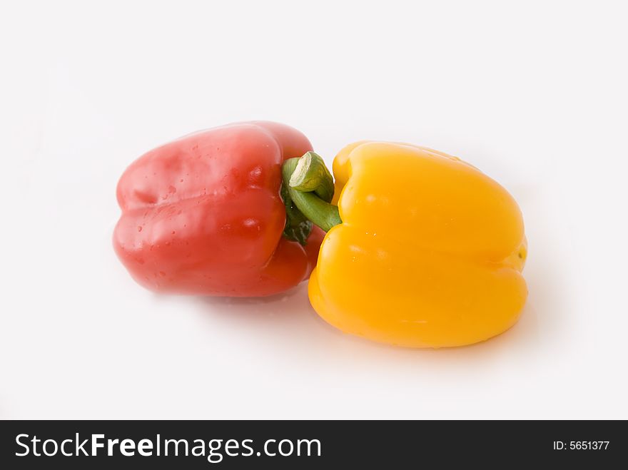 Big pimiento on white background, very lovely color and shape