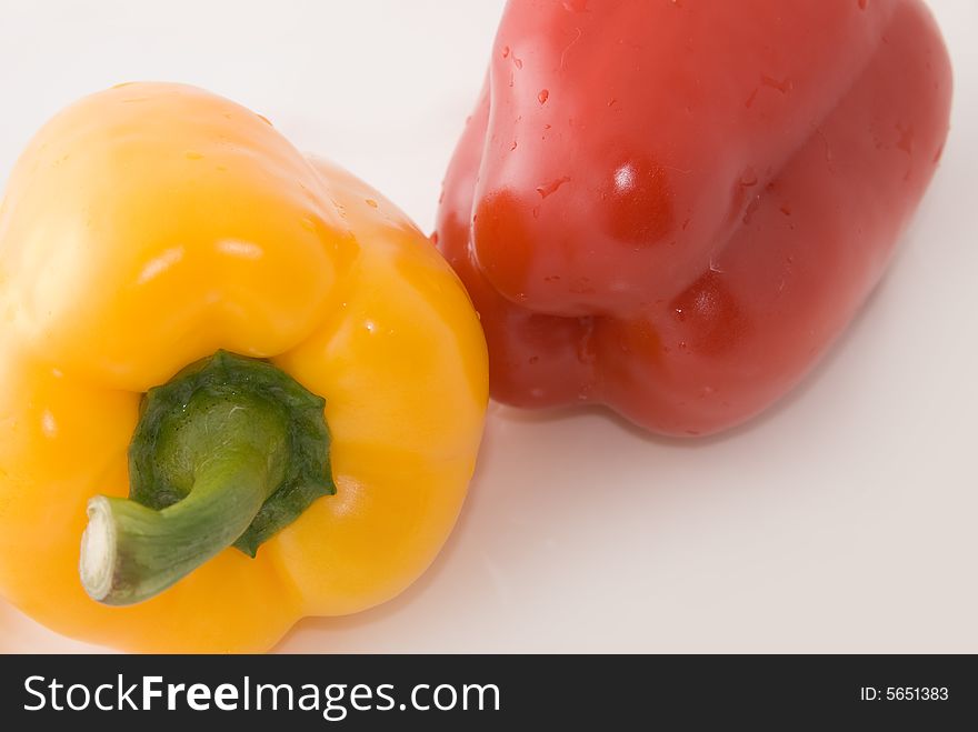 Big pimiento on white background, very lovely color and shape