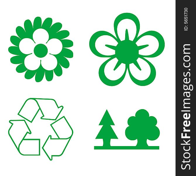 Set of green environmental icons