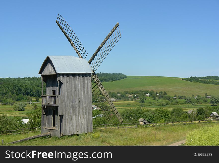 Windmill on a background of horizon