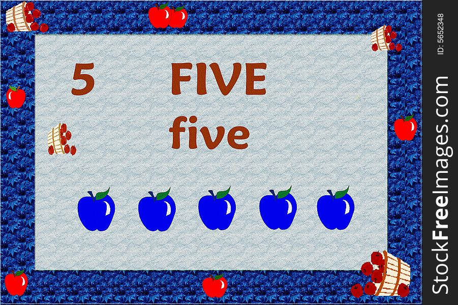A background for childrens with the number five. A background for childrens with the number five