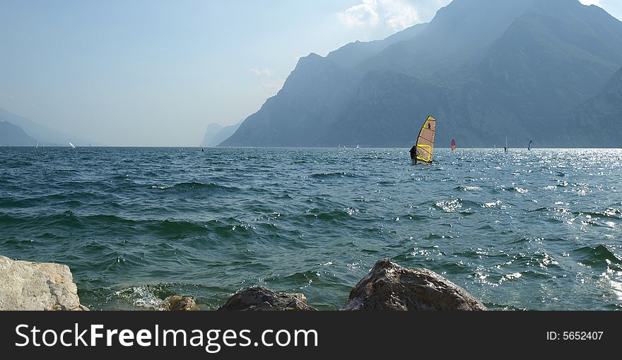 Surf on Torbole Garda lake, Italy. Surf on Torbole Garda lake, Italy