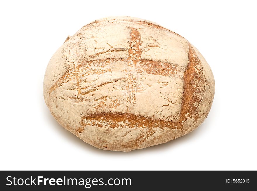 Round bread on white background