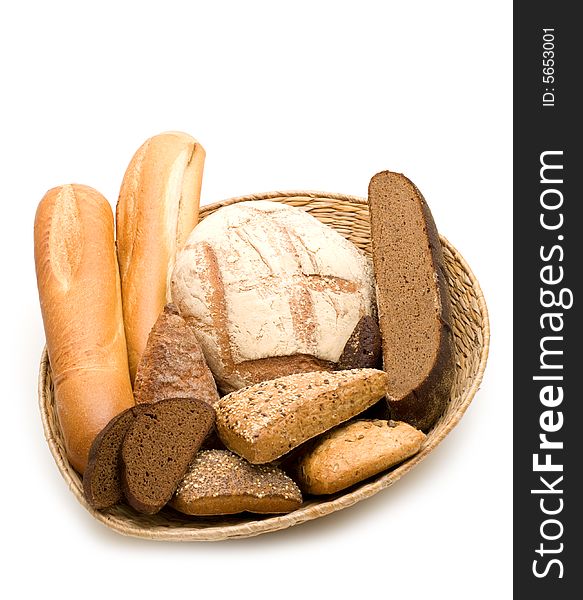 Bread assortment on white background