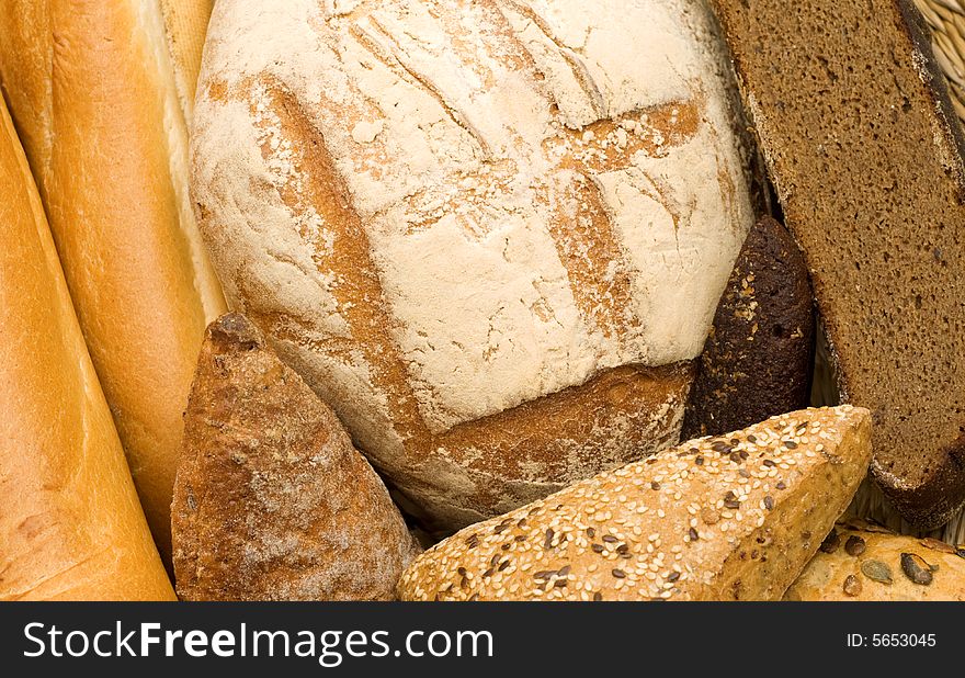 White and black bread assortment background