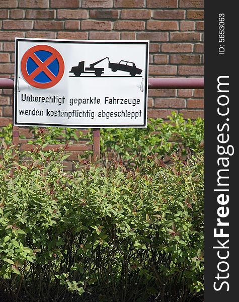 A german parking forbidden sign