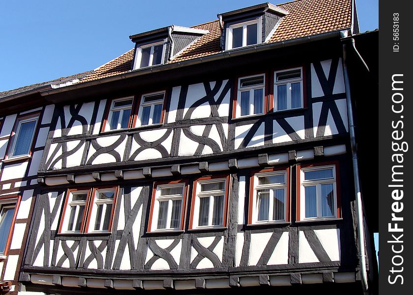 Traditional house in the old city of Lich, Germany