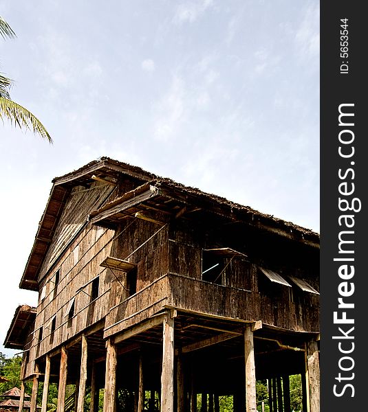 a longhouse in sarawak  (bornio )