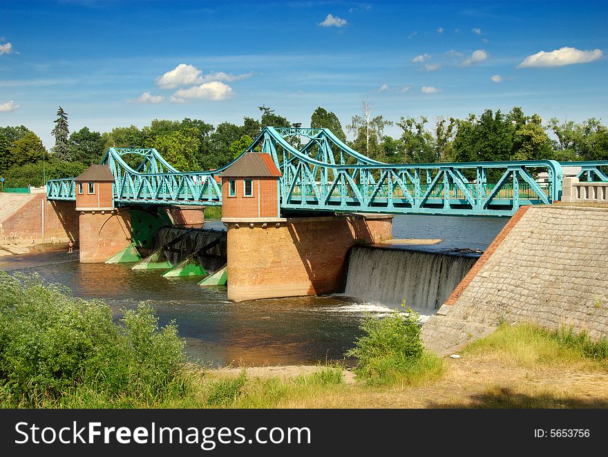 Weir on Odra river, Wroclaw, Poland