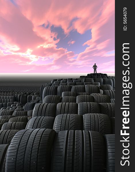 Landscape and skyline of tires and rubber. Landscape and skyline of tires and rubber.