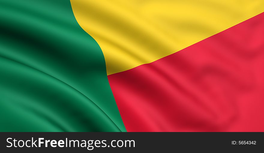 3d rendered and waving flag of benin