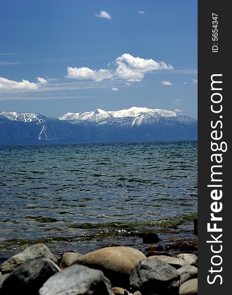Lake Tahoe And Snow Covered Mountains