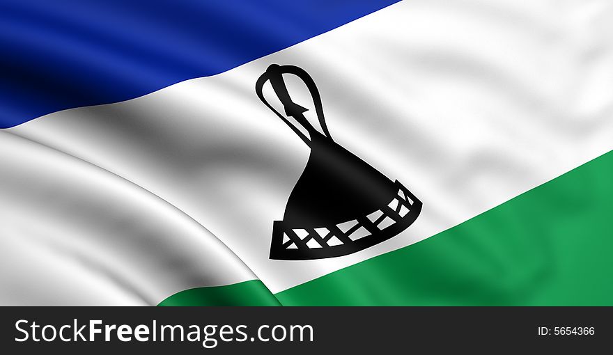 3d rendered and waving flag of lesotho