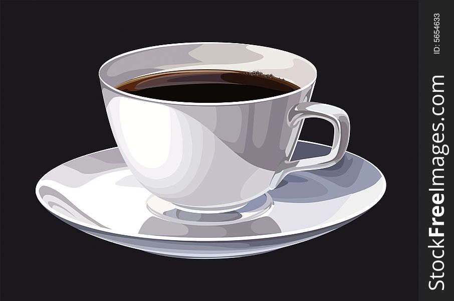 Cup hot aromatic coffee, vector