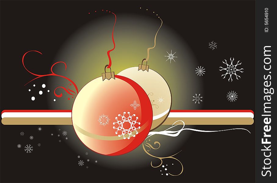 Snowflakes and Christmas balls. Vector illustration