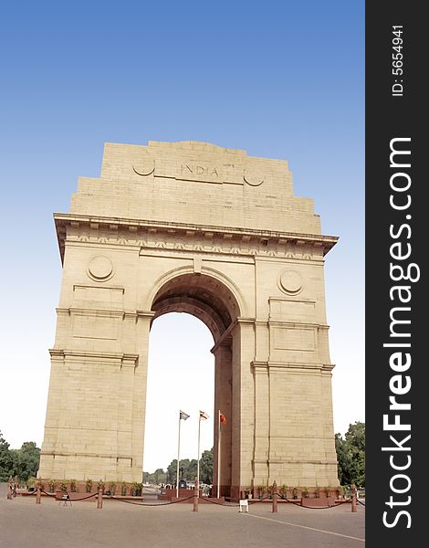 Low view of india gate that is A historical Building in delhi india