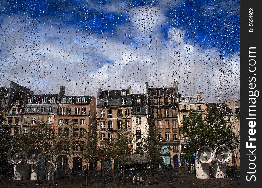 Pioggia a Parigi vista dal Centre Pompidou