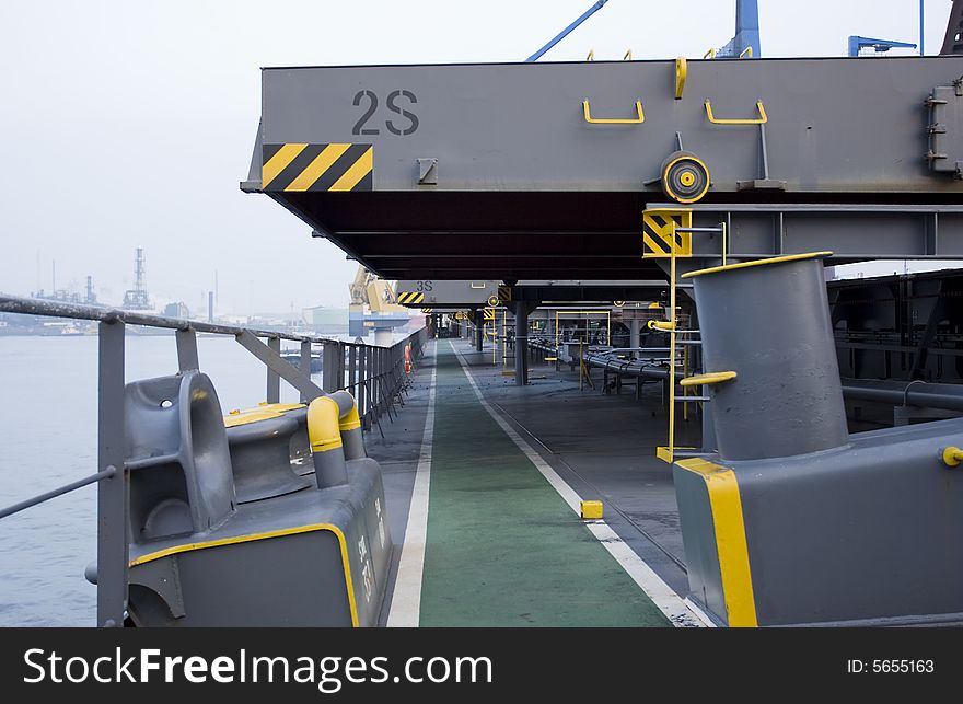 A bulkcarrier unloading in Rotterdam