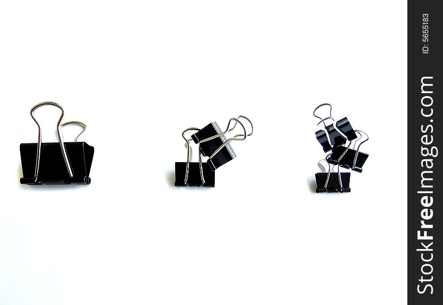 Office binder clips isolated on the white. Office binder clips isolated on the white