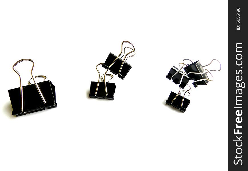 Office binder clips isolated on the white. Office binder clips isolated on the white