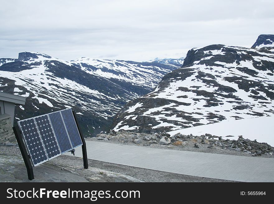 Sun battery in the mountains station