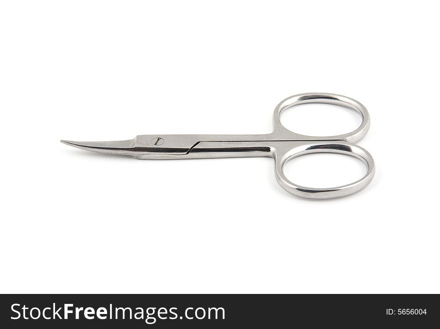 Open scissors isolated on white background