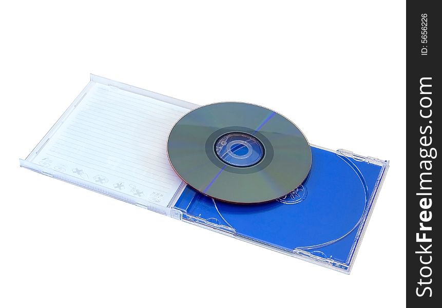 Compact disk in the case close-up