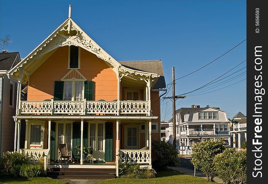 A colorful old Victorian home is typical of the many beautiful homes located in Ocean Grove NJ. A colorful old Victorian home is typical of the many beautiful homes located in Ocean Grove NJ.
